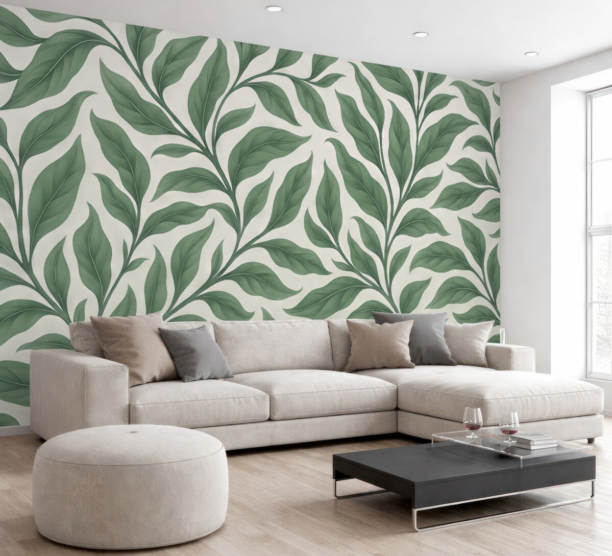 Fototapeta Gałąź z liśćmi w kolorze zielonym.