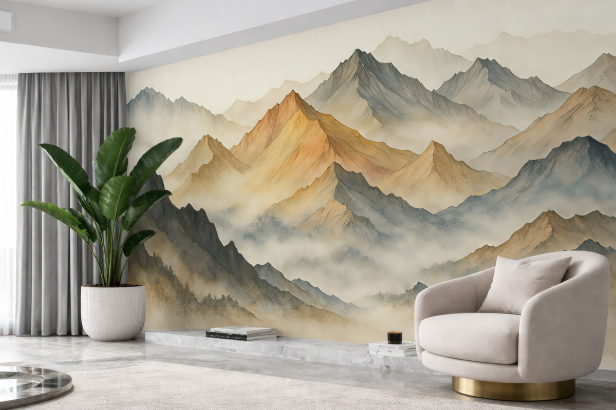 Fototapeta Abstrakcyjne górskie akwarele.