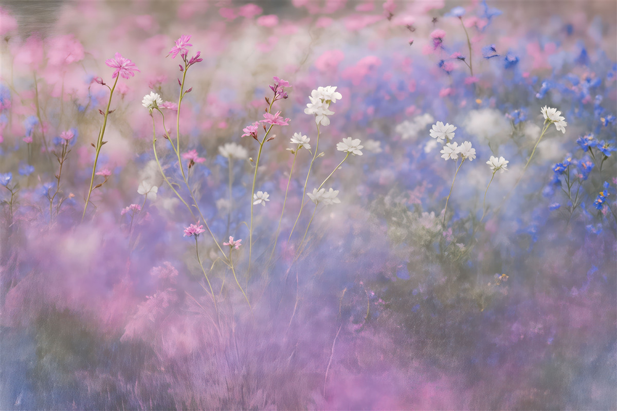 Fototapeta Subtelne kwiaty w jasnych tonacjach.