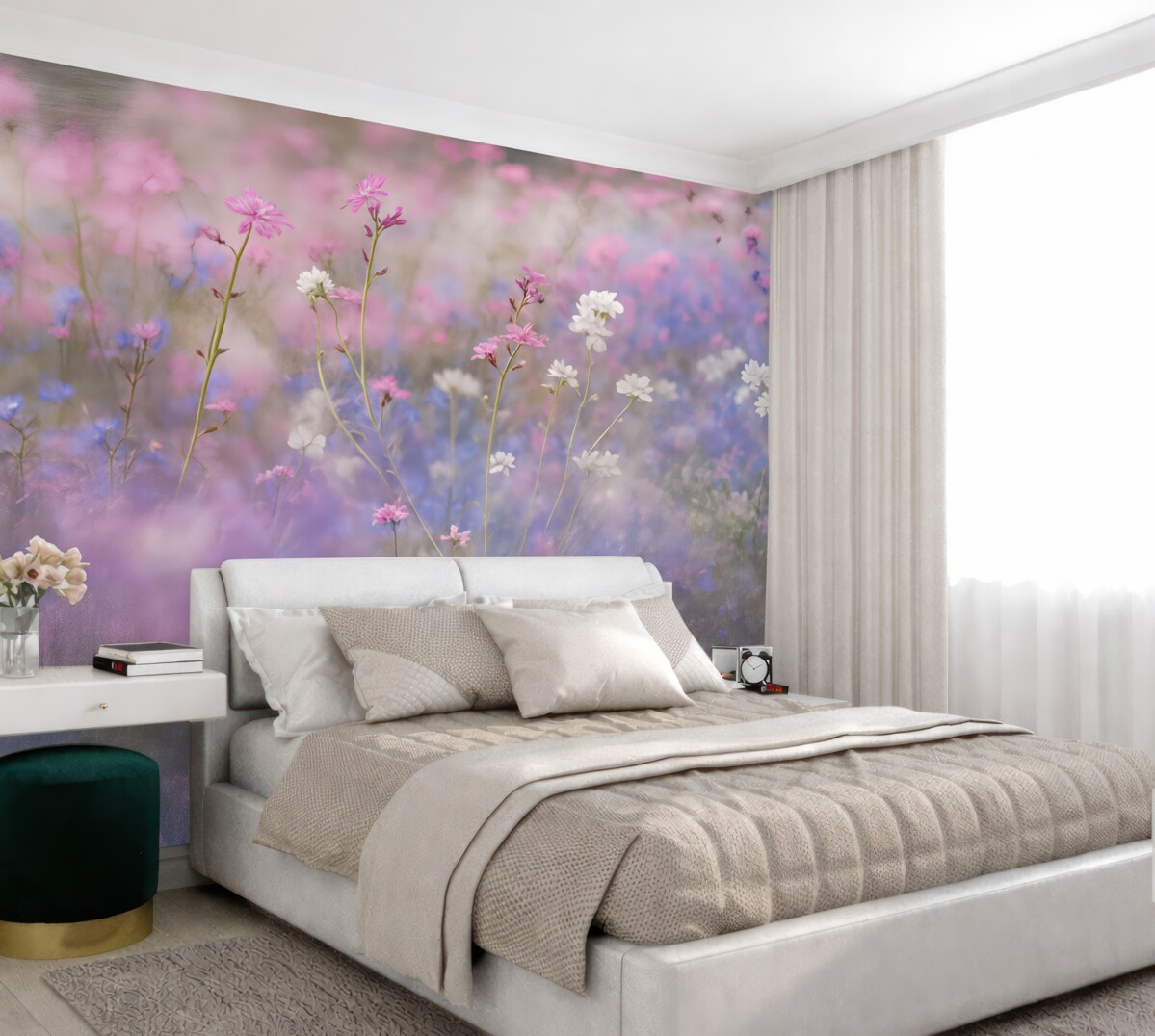 Fototapeta Subtelne kwiaty w jasnych tonacjach.