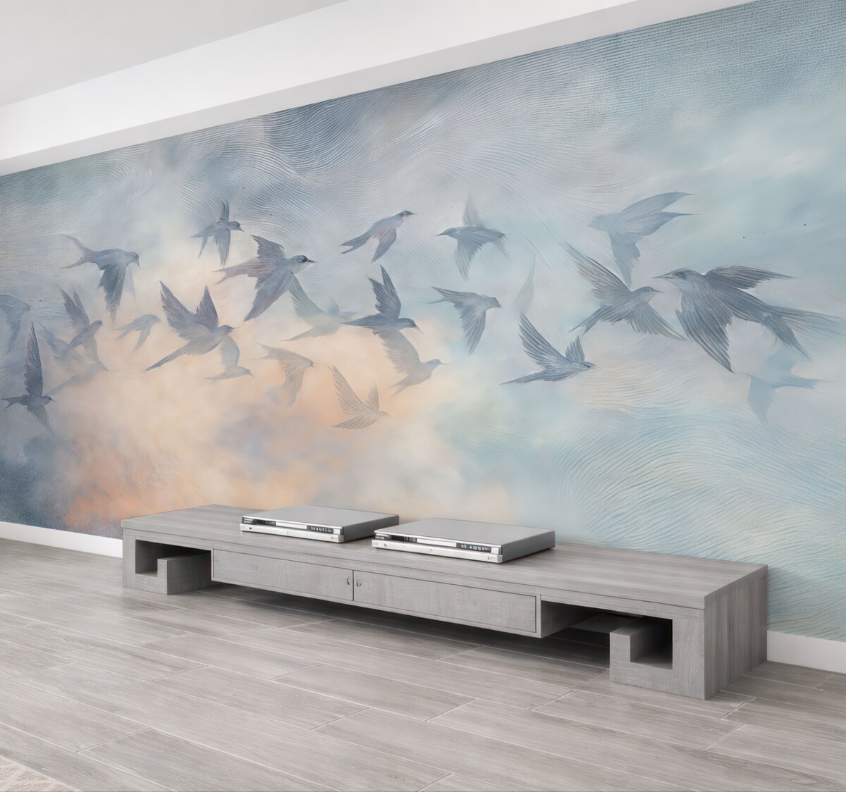 Fototapeta Grupa ptaków w subtelnych tonach.