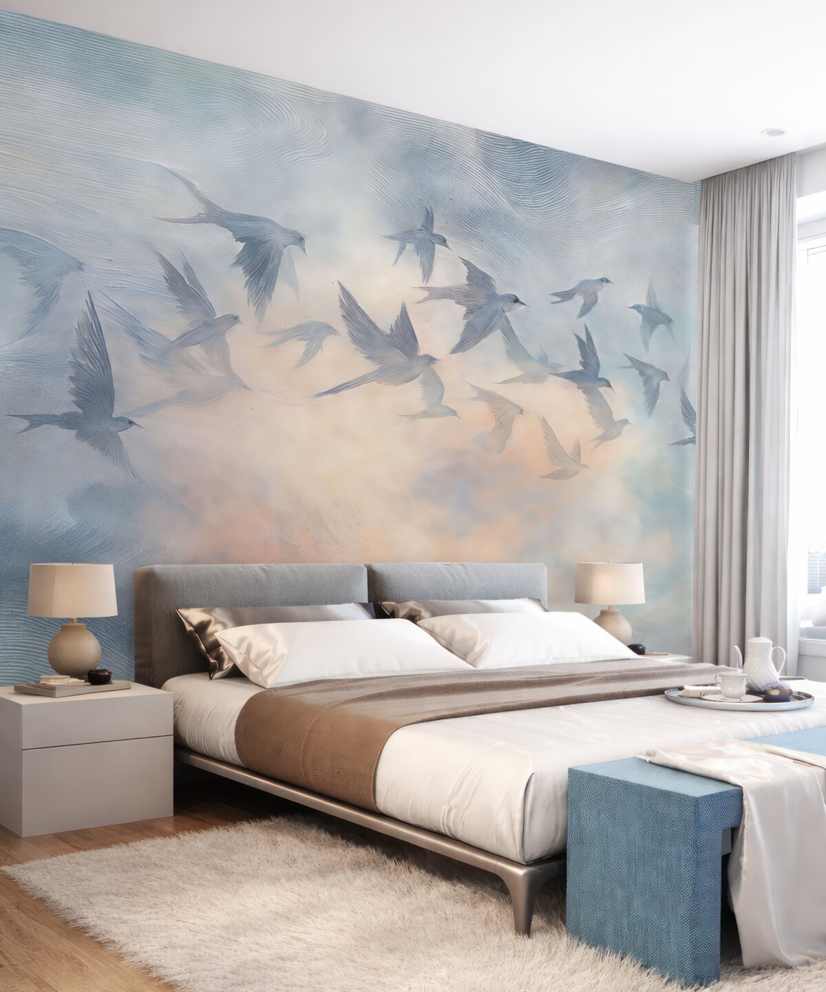 Fototapeta Grupa ptaków w subtelnych tonach.