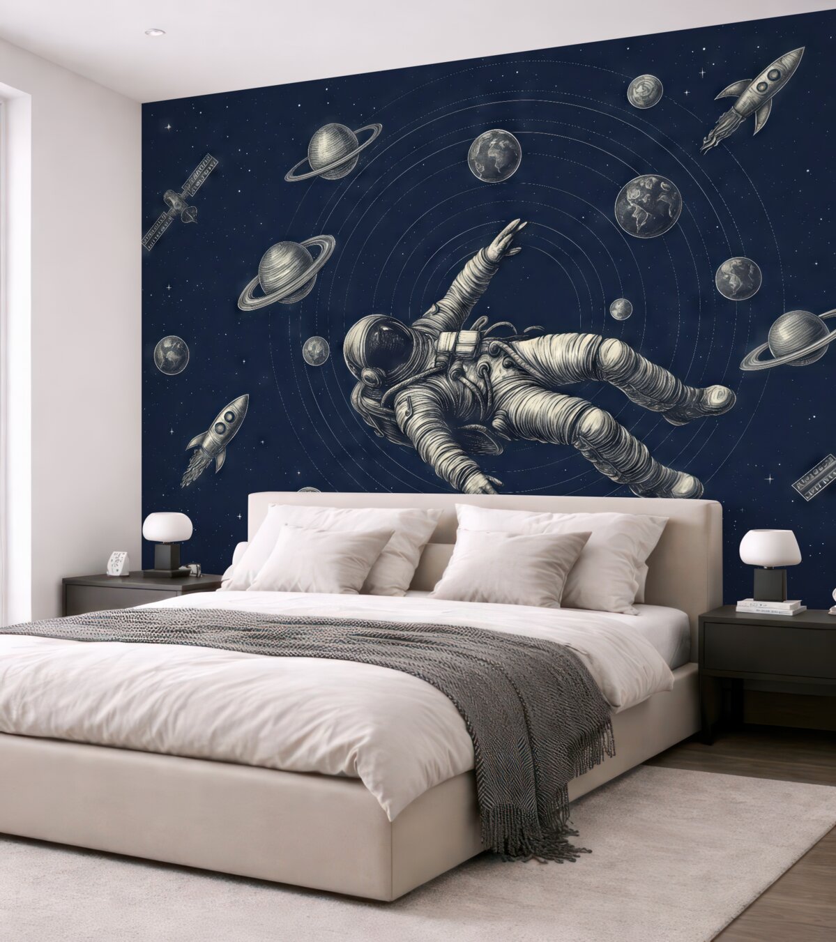 Fototapeta Astronauta badający ogromny wszechświat.