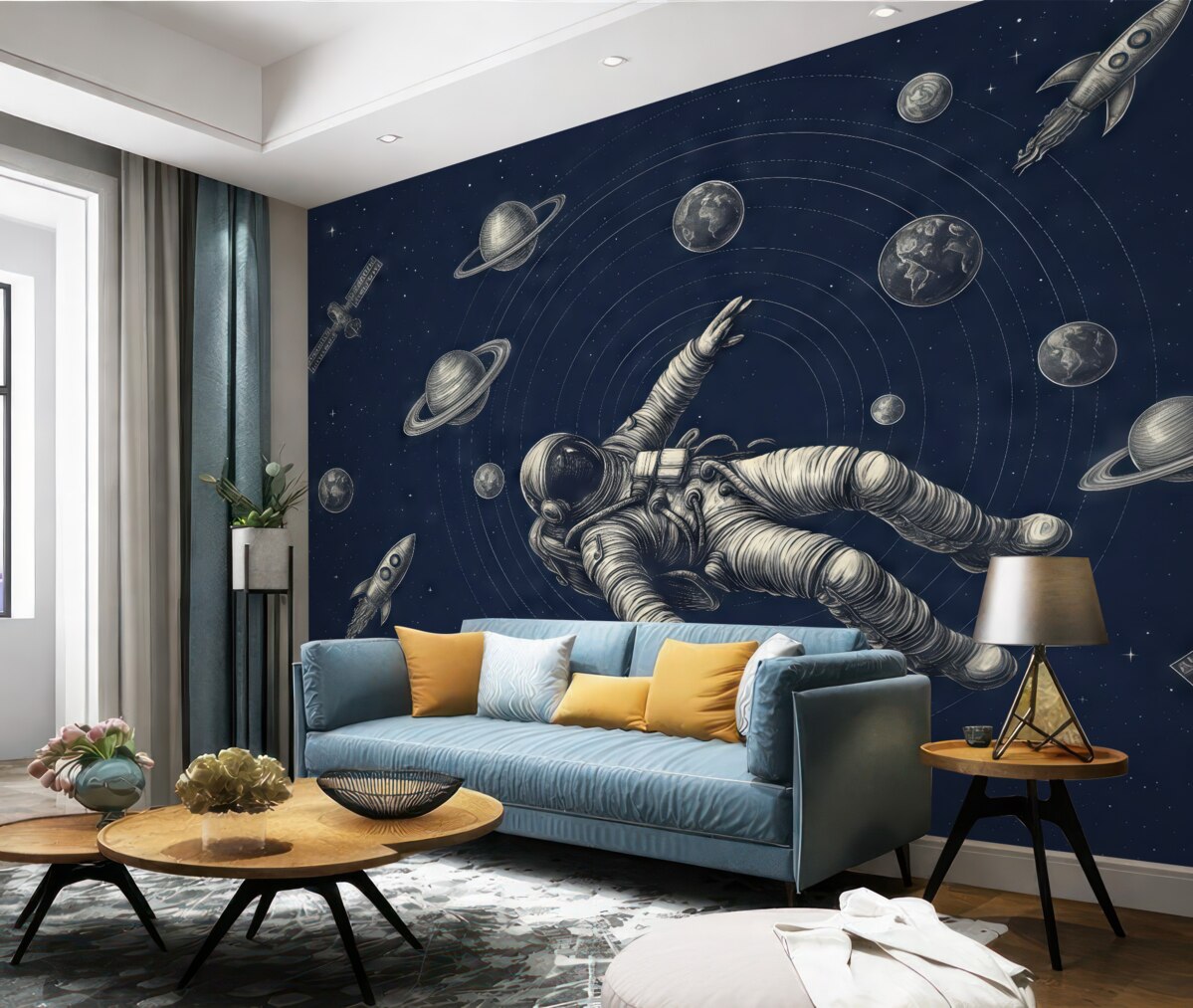 Fototapeta Astronauta badający ogromny wszechświat.