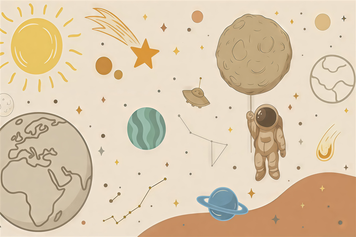 Fototapeta Astronauta badający barwny wszechświat.