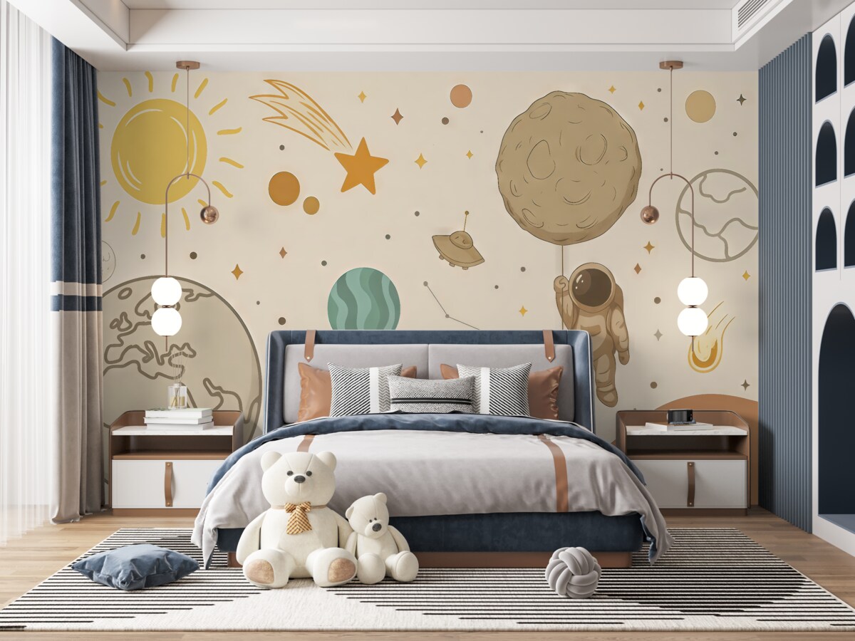 Fototapeta Astronauta badający barwny wszechświat.