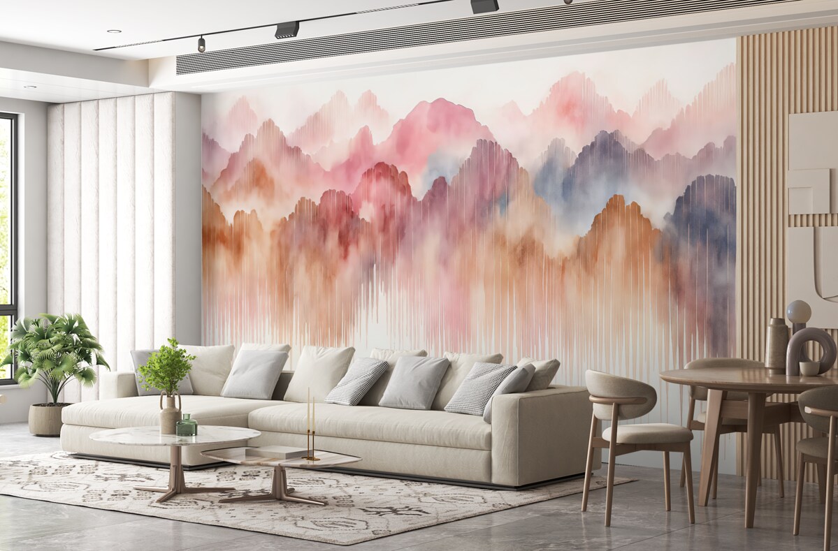 Fototapeta Barwna akwarela, akwarelowe szczyty, abstrakcyjność.