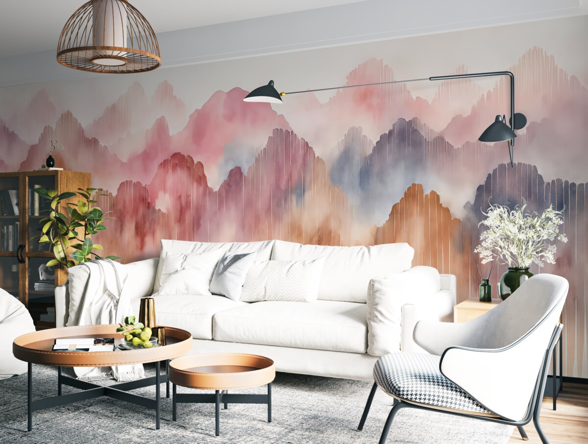 Fototapeta Barwna akwarela, akwarelowe szczyty, abstrakcyjność.