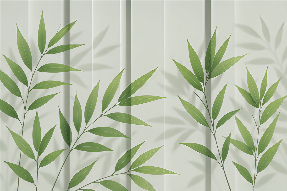 Fototapeta Różnorodne liście na subtelnym tle.