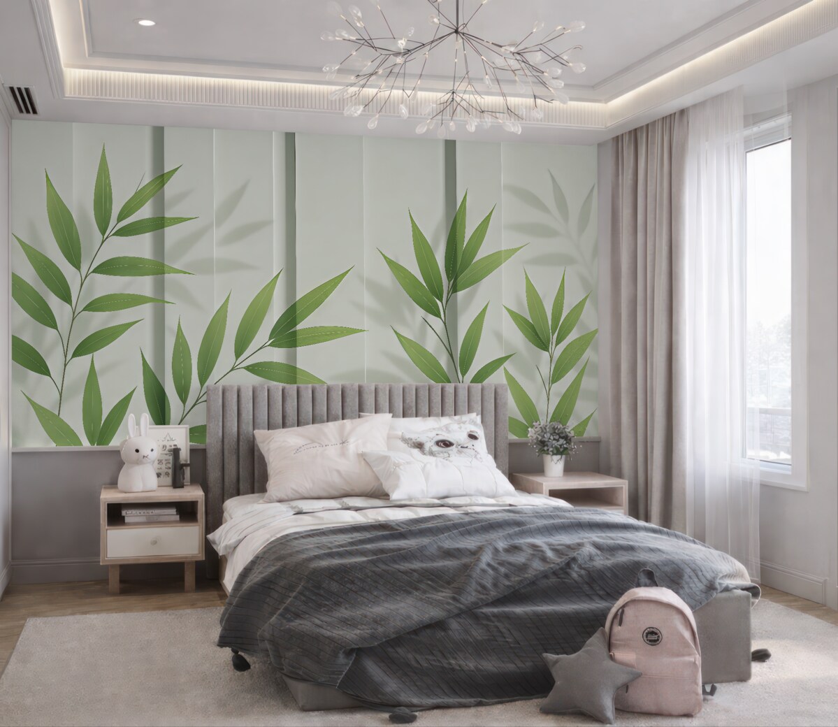 Fototapeta Różnorodne liście na subtelnym tle.