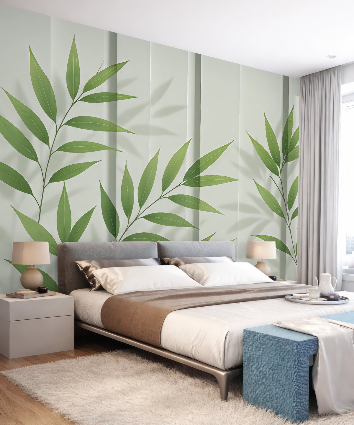 Fototapeta Różnorodne liście na subtelnym tle.