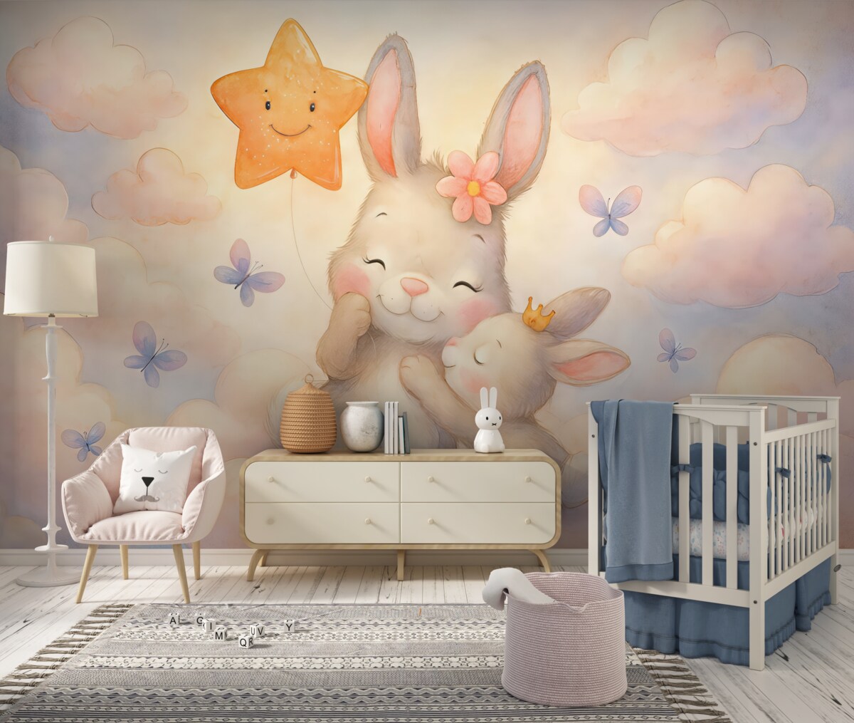 Fototapeta Króliczki z balonikiem.