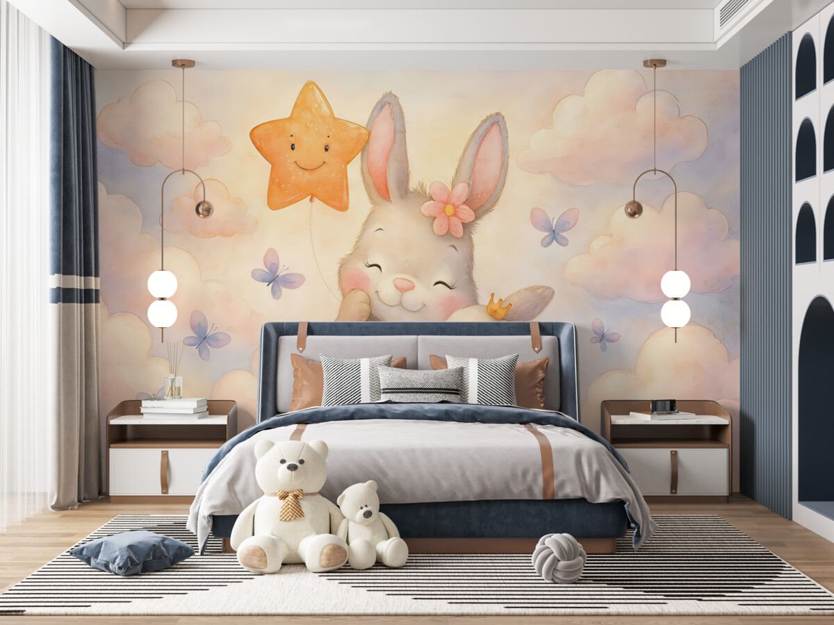 Fototapeta Króliczki z balonikiem.