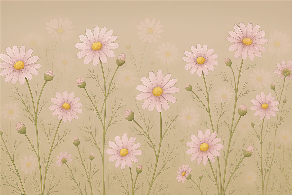 Fototapeta wielkie stokrotki na jasnym tle