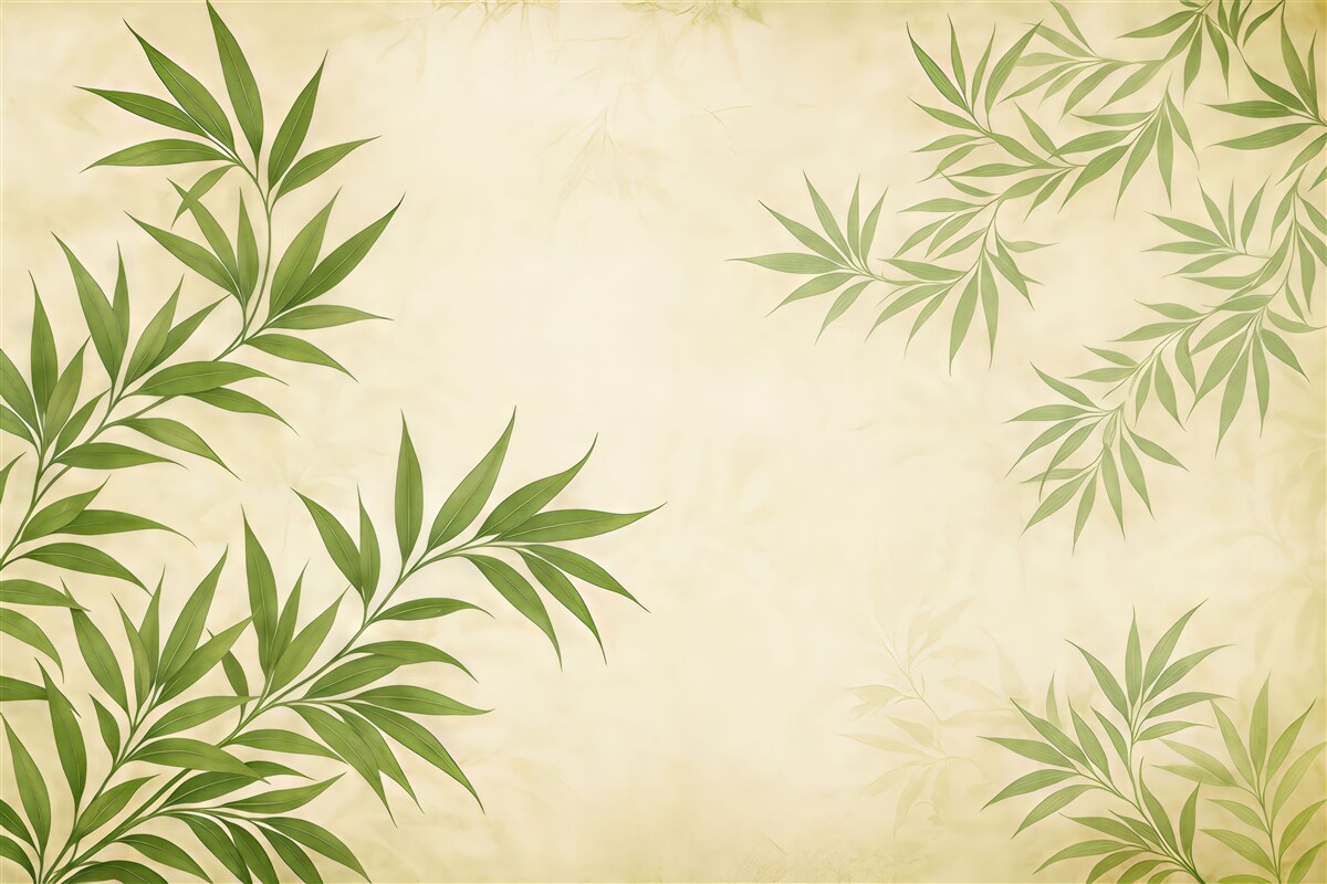 Fototapeta Gałązki roślin, bambus, styl retro, tekstura tła, kolor żółty, zielony.