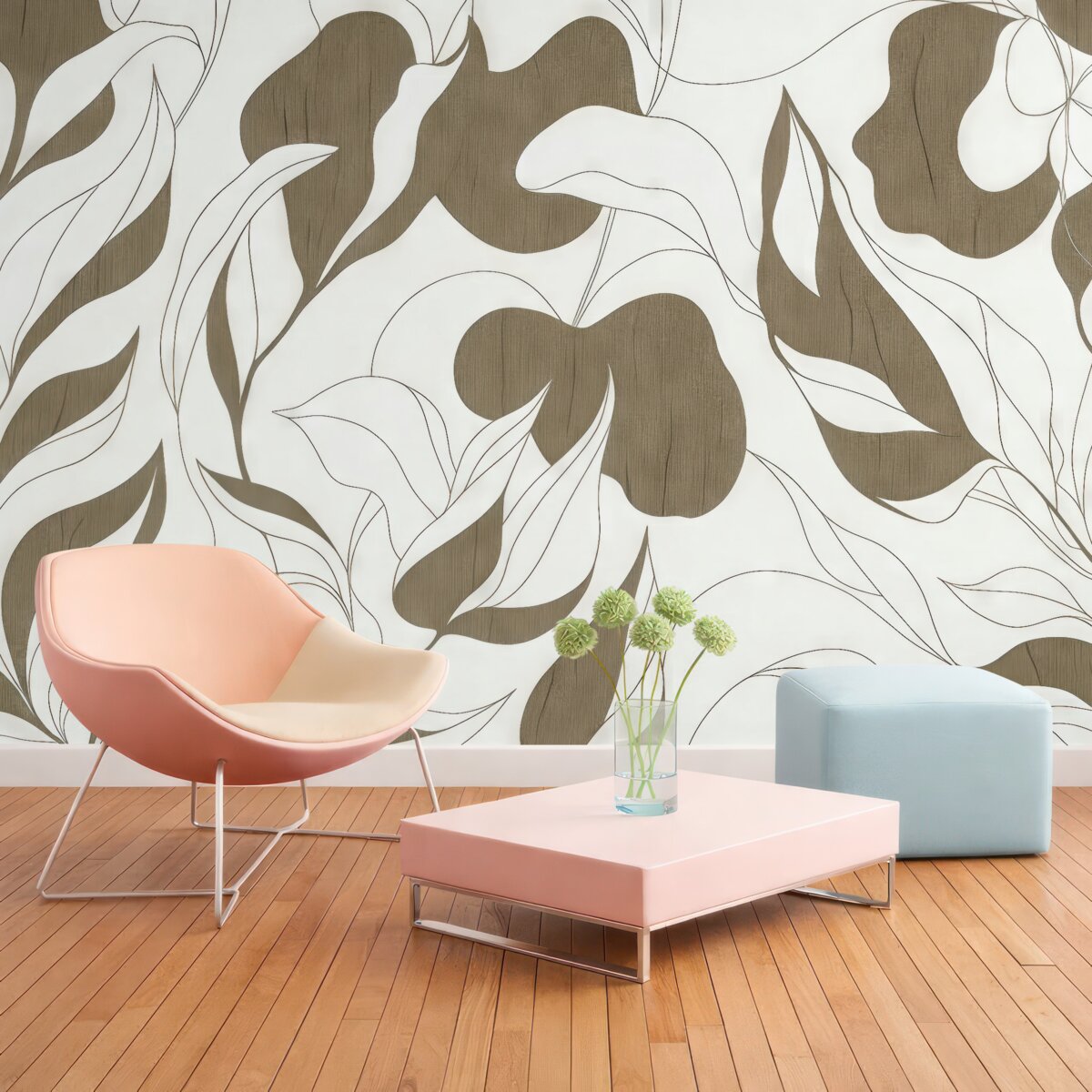 Fototapeta Stylowe abstrakcyjne motywy florystyczne w kolorach