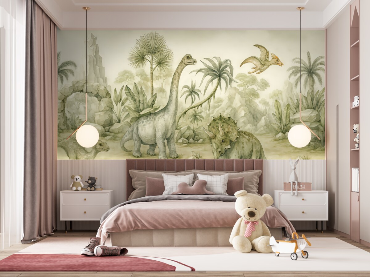 Fototapeta Świat dinozaurów w technice akwarelowej.