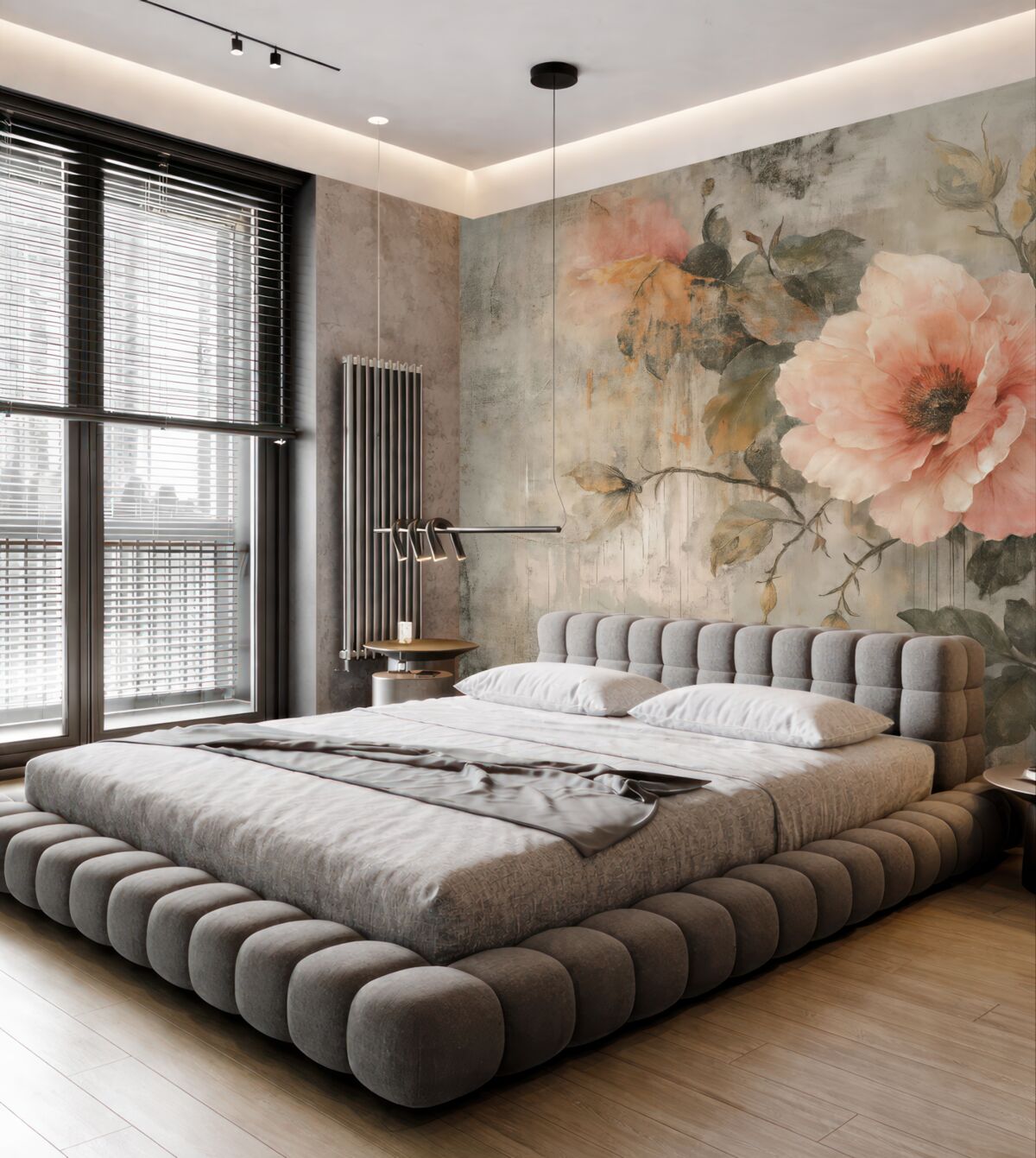 Fototapeta Zniszczone różowe kwiaty z przebarwieniami.