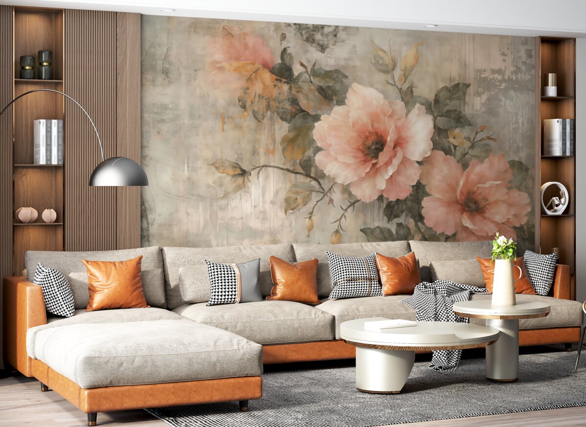 Fototapeta Zniszczone różowe kwiaty z przebarwieniami.