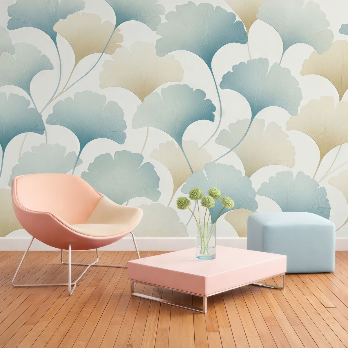 Fototapeta Liście Konga w odcieniach niebieskiego i beżowego