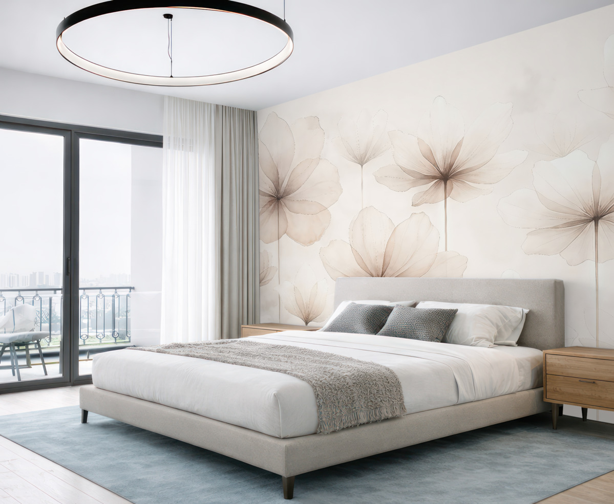 Fototapeta Subtelne przezroczyste kwiaty 3D to wiodący trend w nowoczesnym stylu art deco.