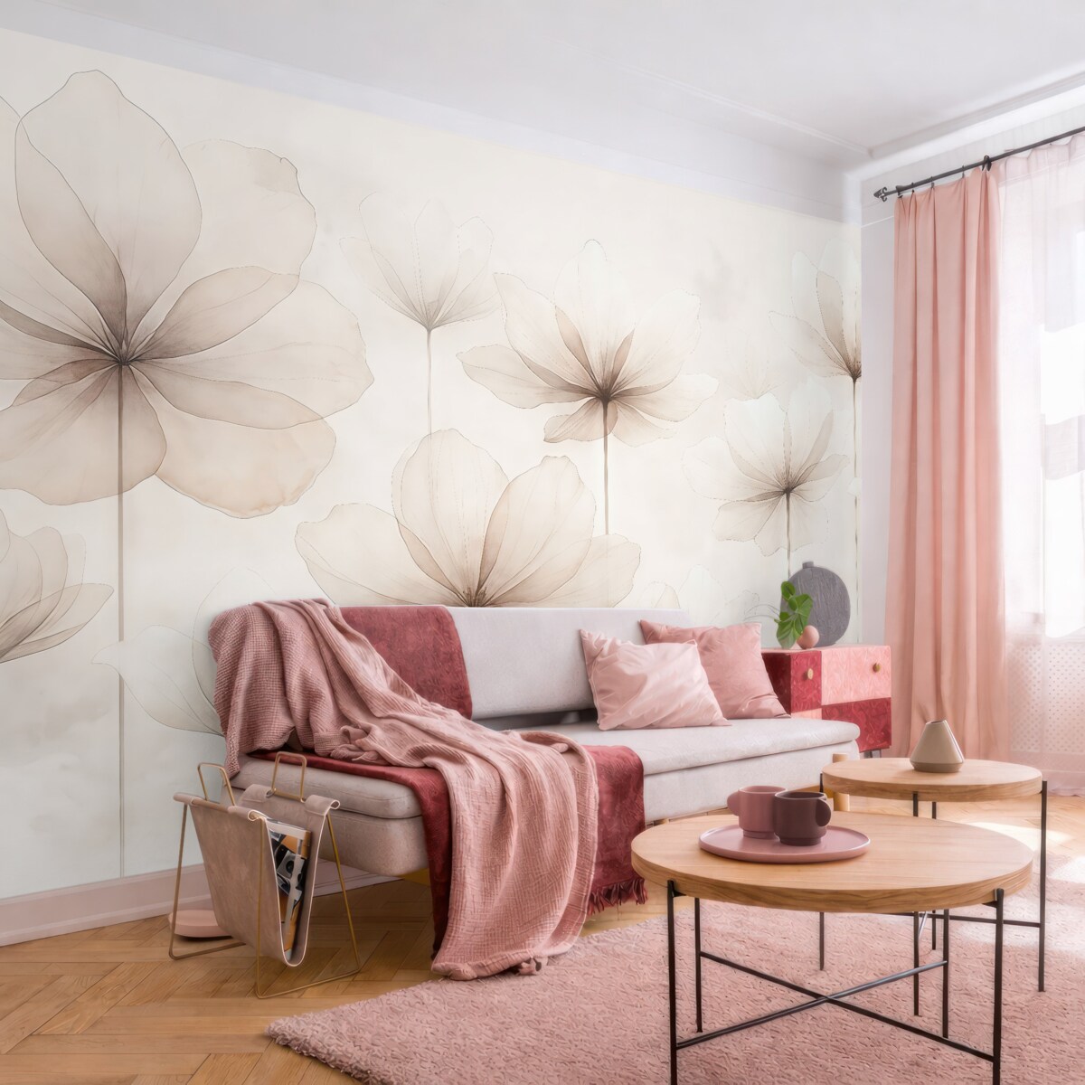 Fototapeta Subtelne przezroczyste kwiaty 3D to wiodący trend w nowoczesnym stylu art deco.