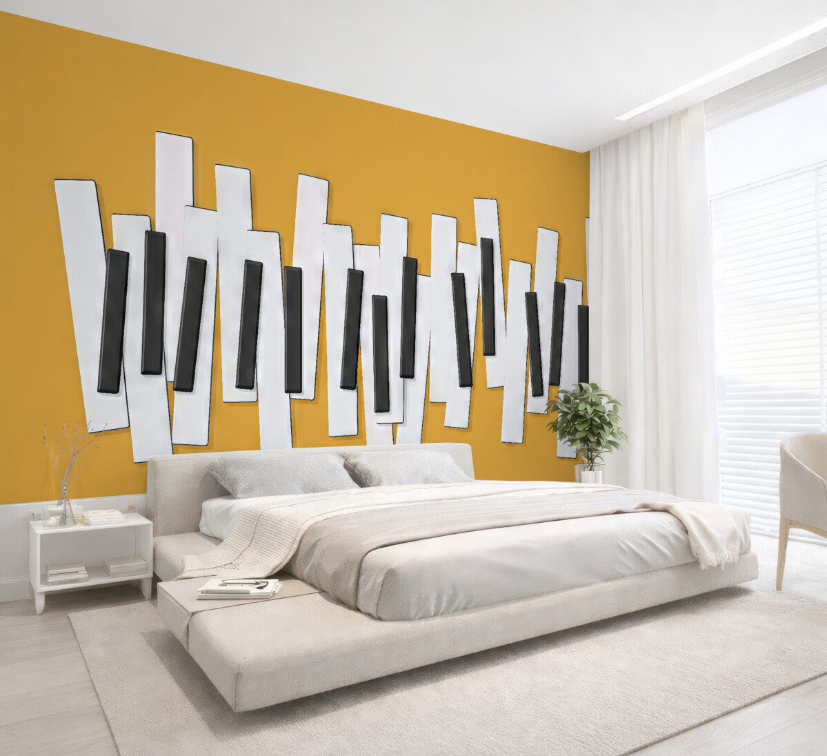 Fototapeta Klawisze pianina, czarne, białe, złote.