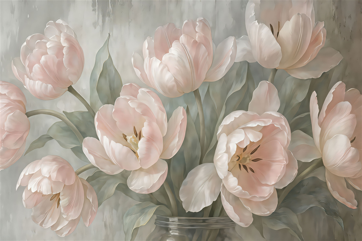 Fototapeta Tulipany w odcieniu różowym w stylu retro.