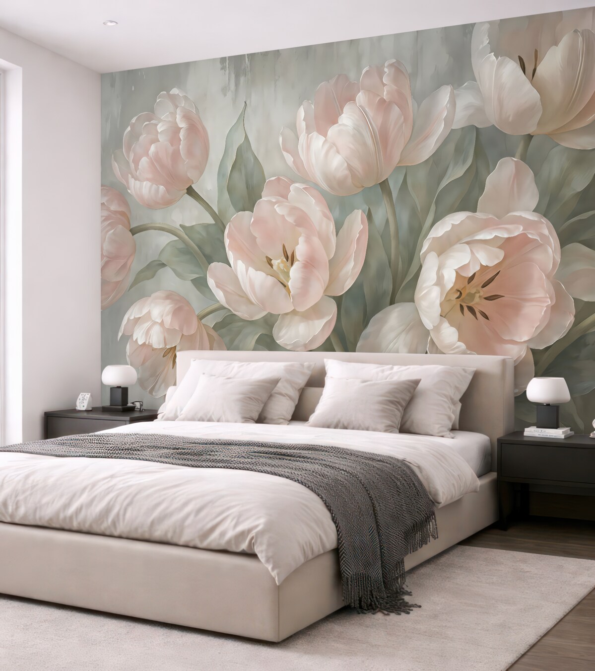 Fototapeta Tulipany w odcieniu różowym w stylu retro.