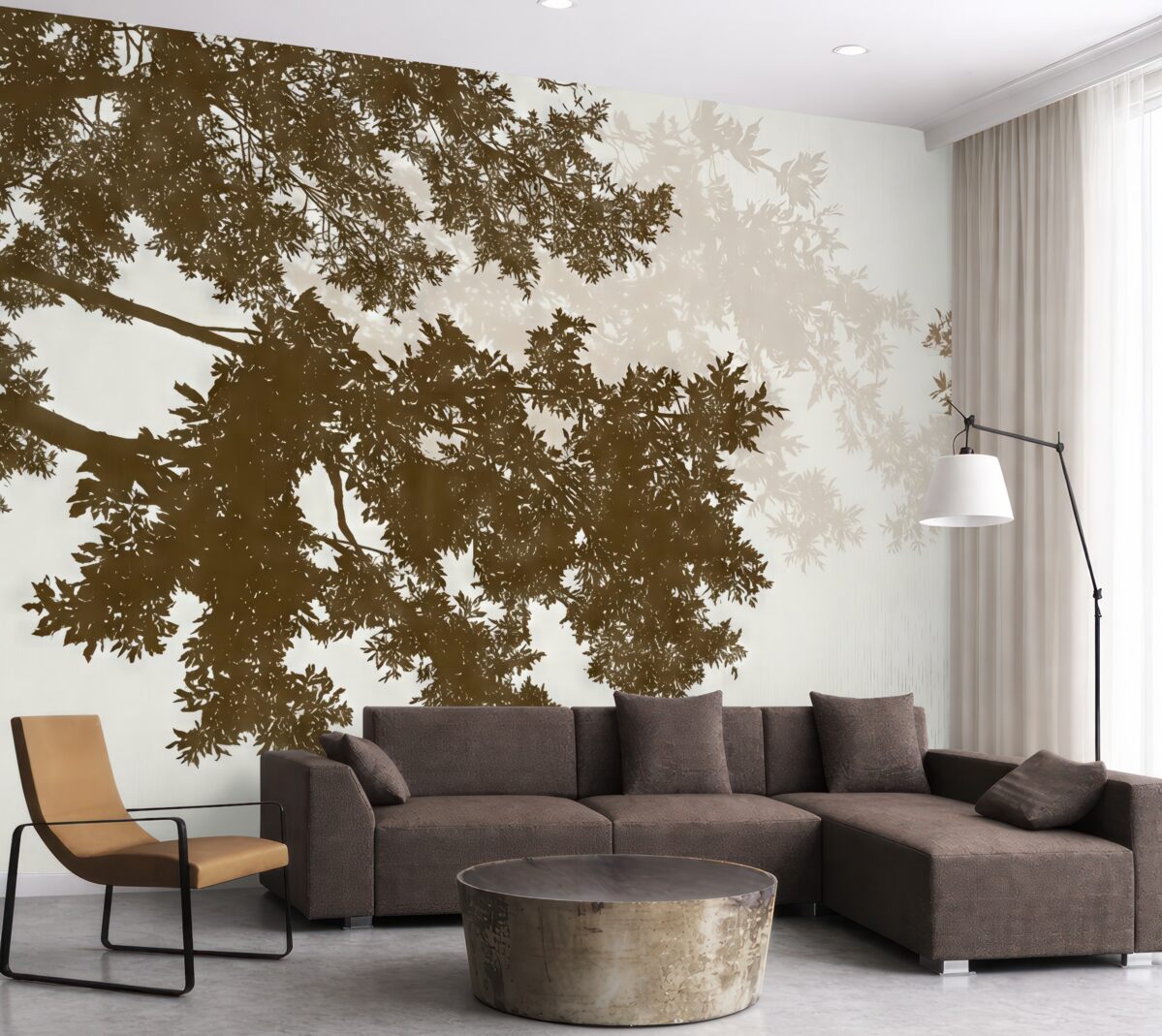 Fototapeta Sylwetki konarów drzew w tonach brązu.