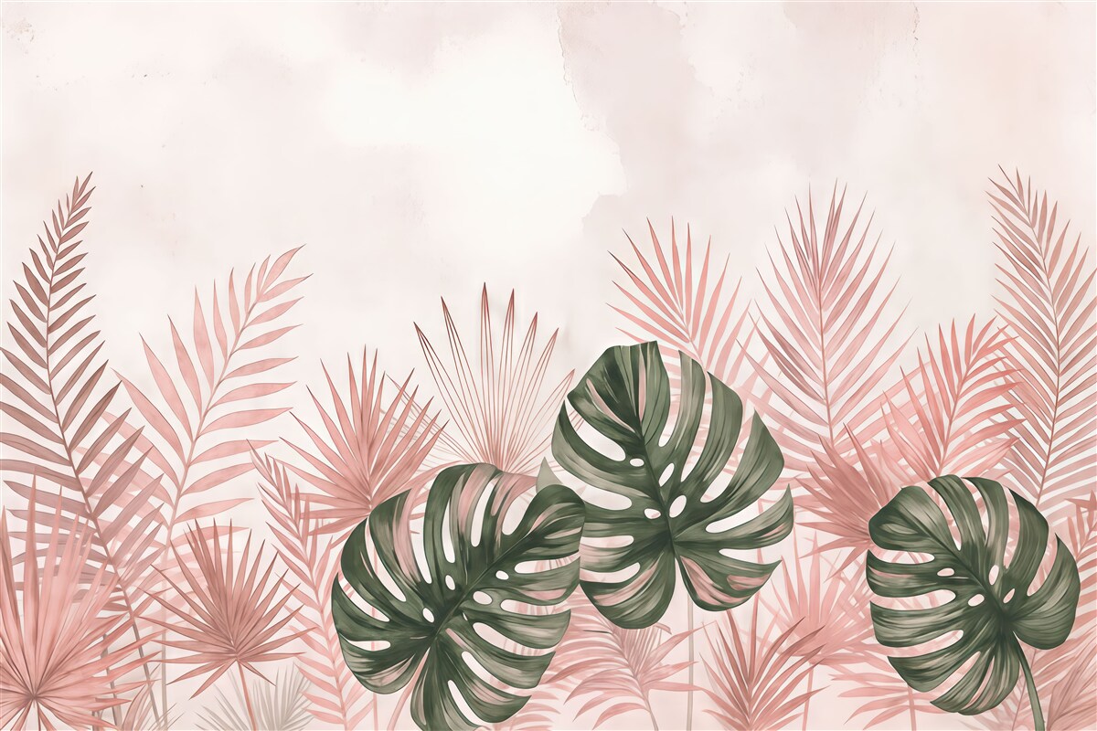 Fototapeta jasne tropikalne zielone na jasnym tle