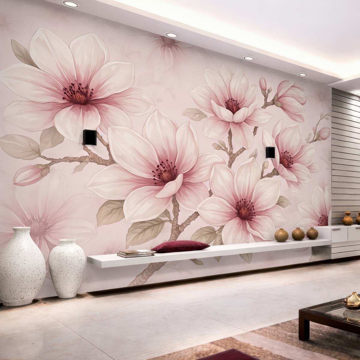 Fototapeta subtelna różowa magnolia z bliska