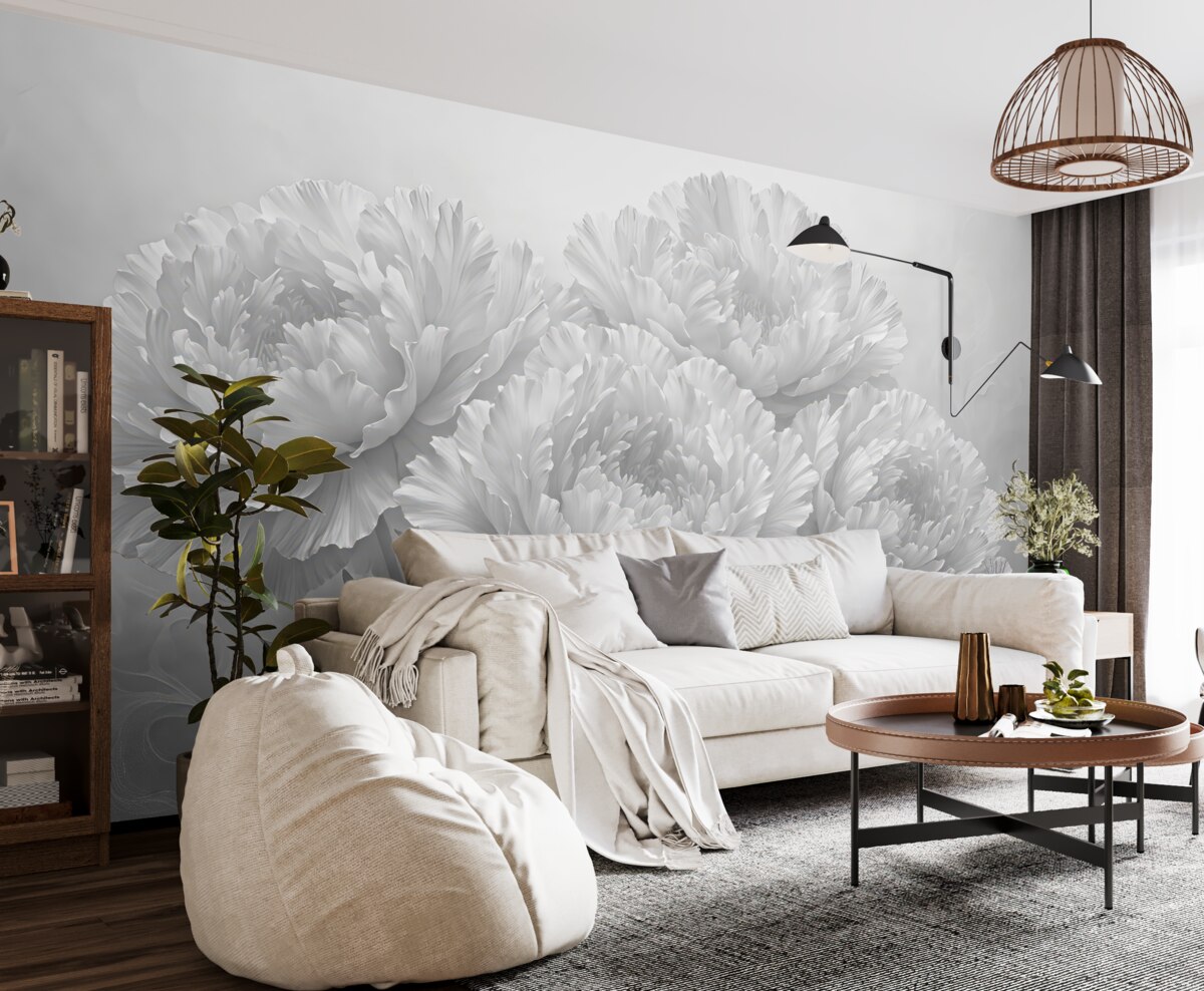 Fototapeta Piwonie w odcieniach czerni i bieli.