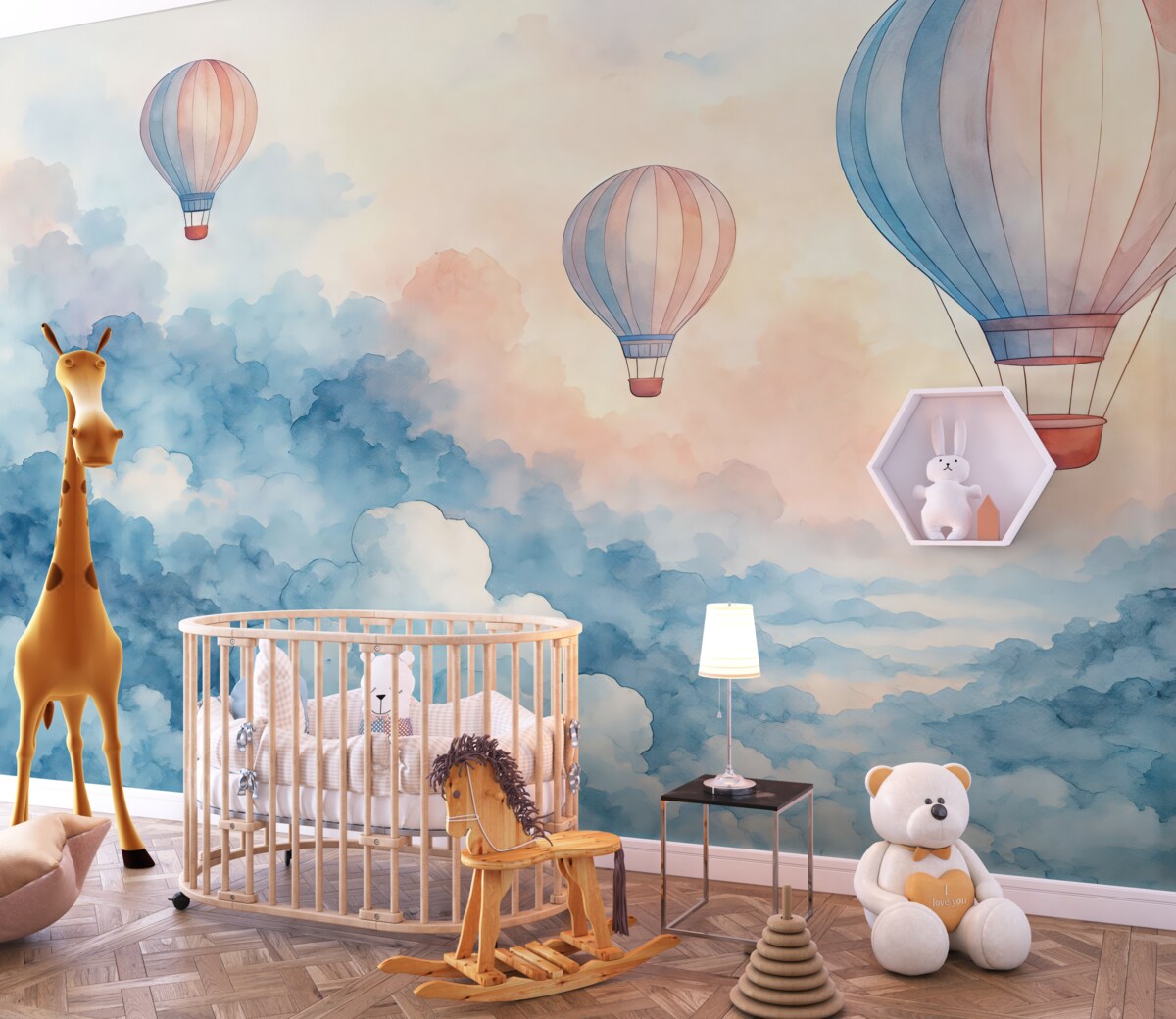 Fototapeta Balony akwarelowe w obłokach.