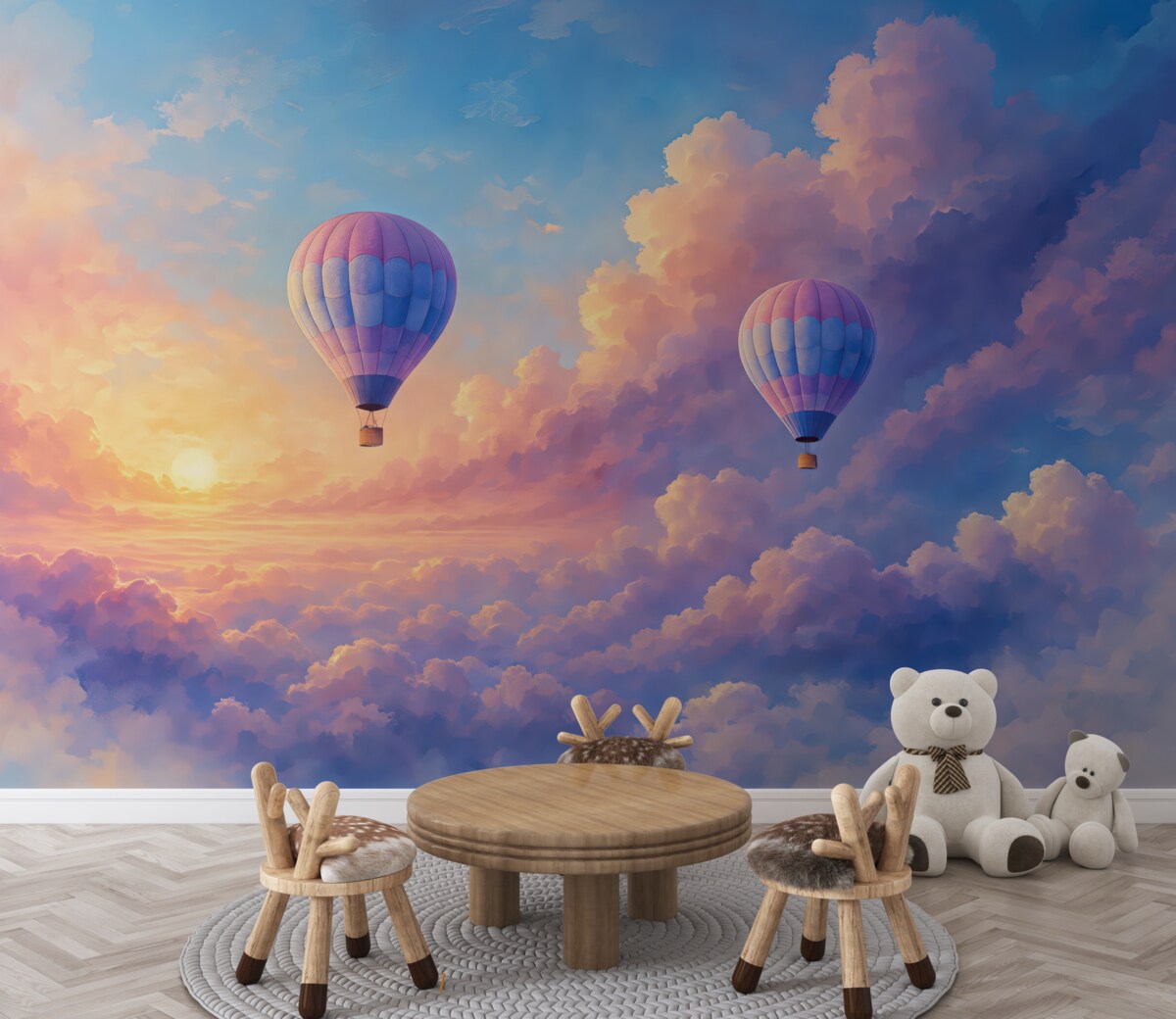 Fototapeta Jasne obłoki i baloniki.