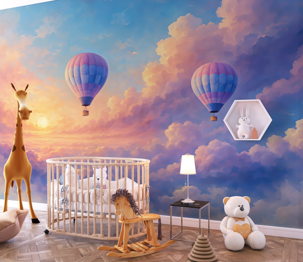 Fototapeta Jasne obłoki i baloniki.