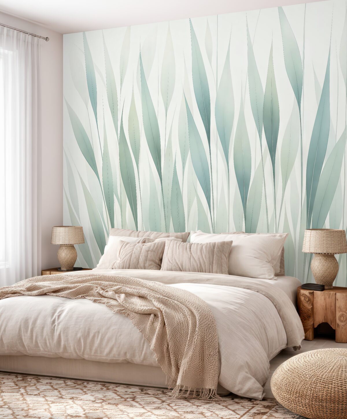 Fototapeta Przezroczyste liście w różnych odcieniach zieleni.