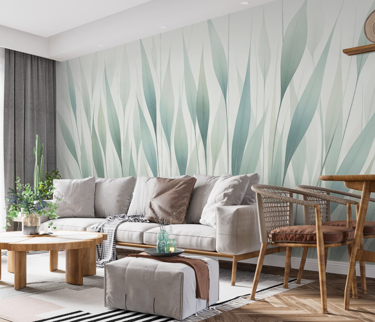 Fototapeta Przezroczyste liście w różnych odcieniach zieleni.