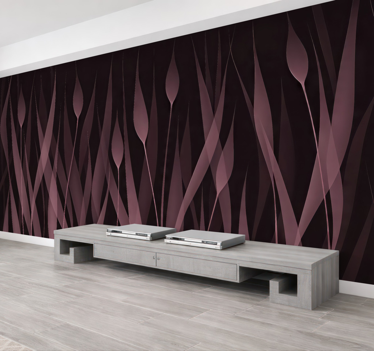 Fototapeta Subtelne różowe liście na ciemnej przestrzeni.