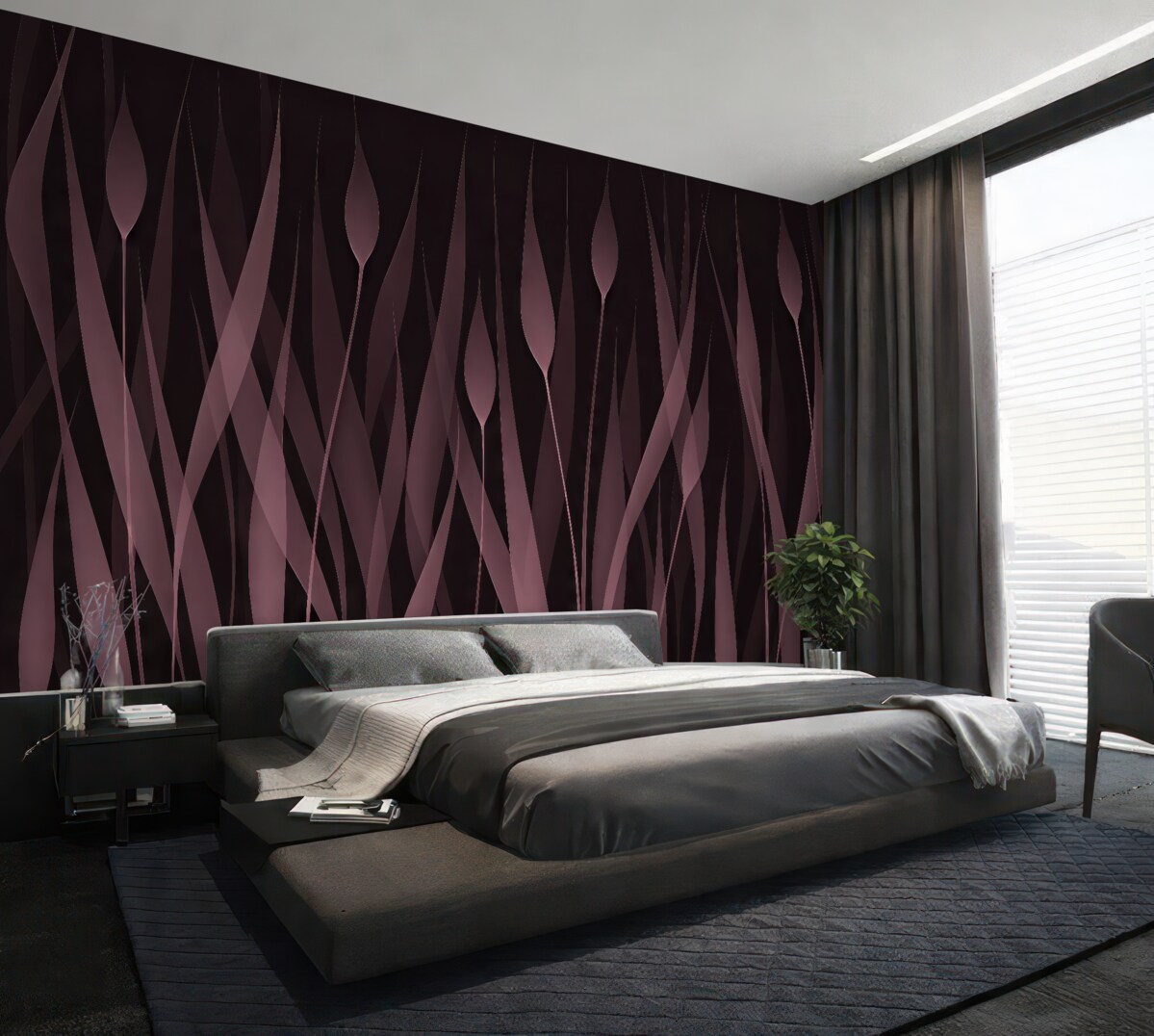 Fototapeta Subtelne różowe liście na ciemnej przestrzeni.