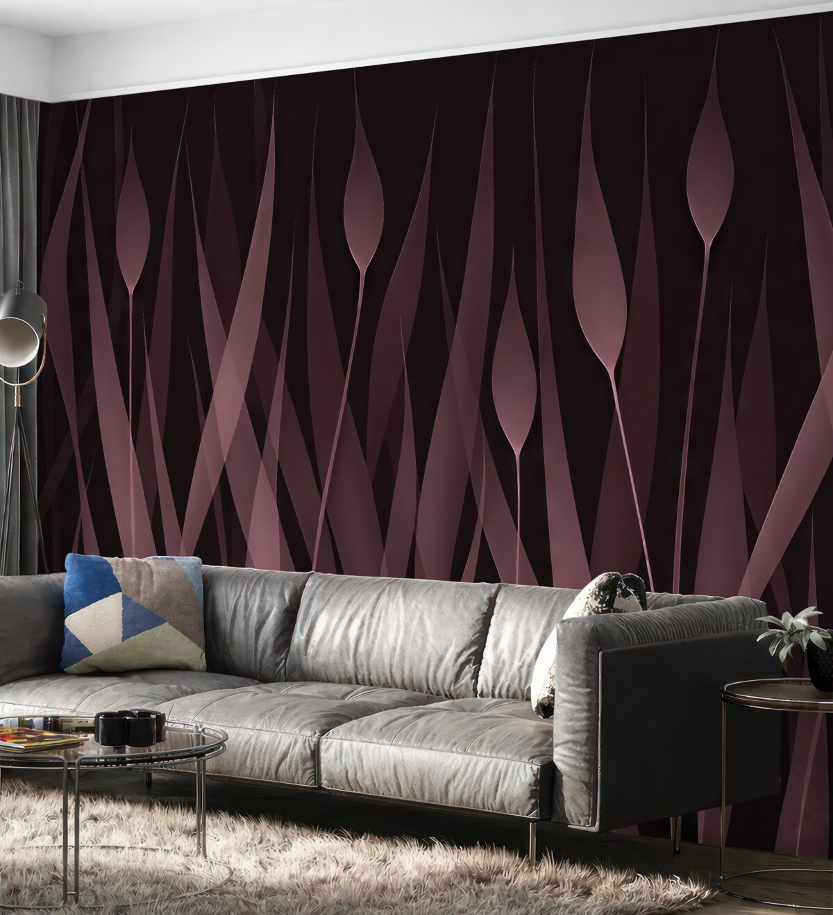 Fototapeta Subtelne różowe liście na ciemnej przestrzeni.