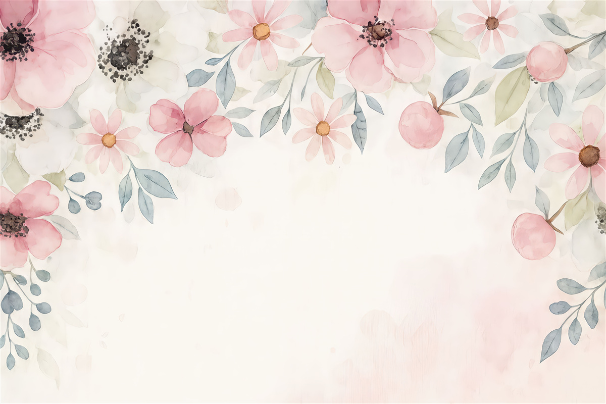 Fototapeta ogromne kwiaty, kwiaty z wysokiego punktu, kwiaty łąkowe, technika akwarelowa