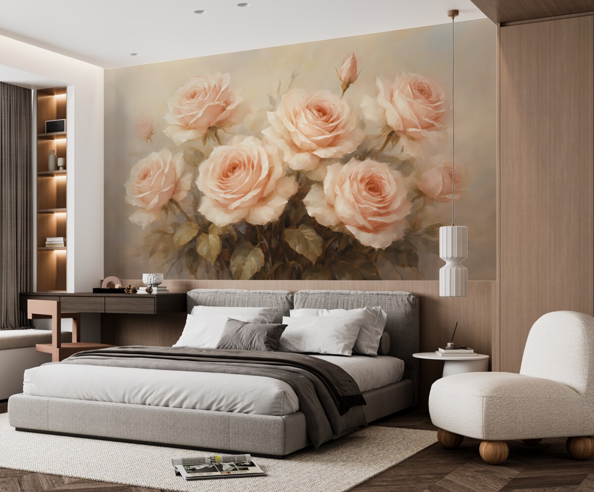 Fototapeta Obraz olejny naśladujący różowe róże.