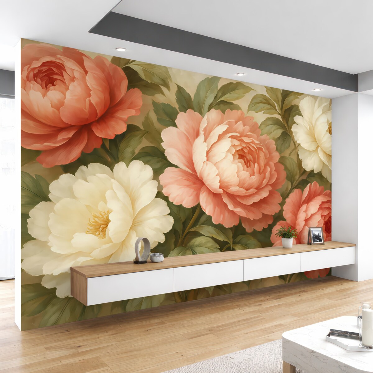 Fototapeta Różowe oraz białe piwonie.