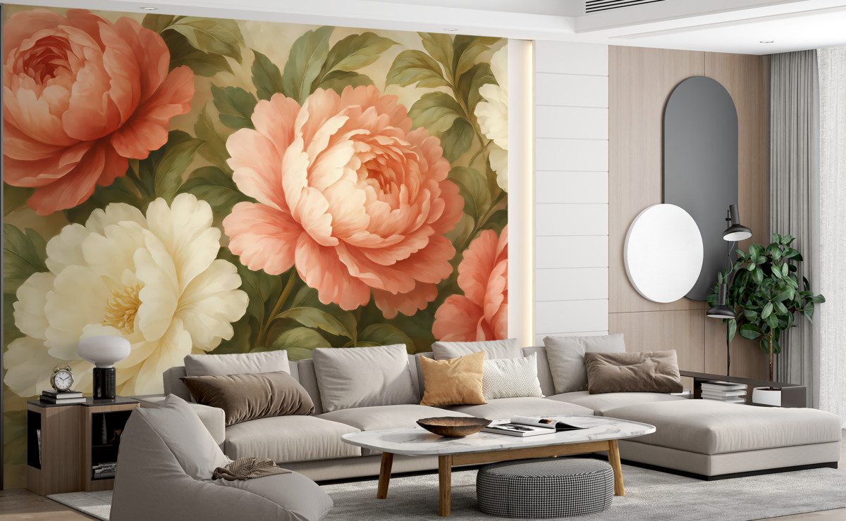 Fototapeta Różowe oraz białe piwonie.