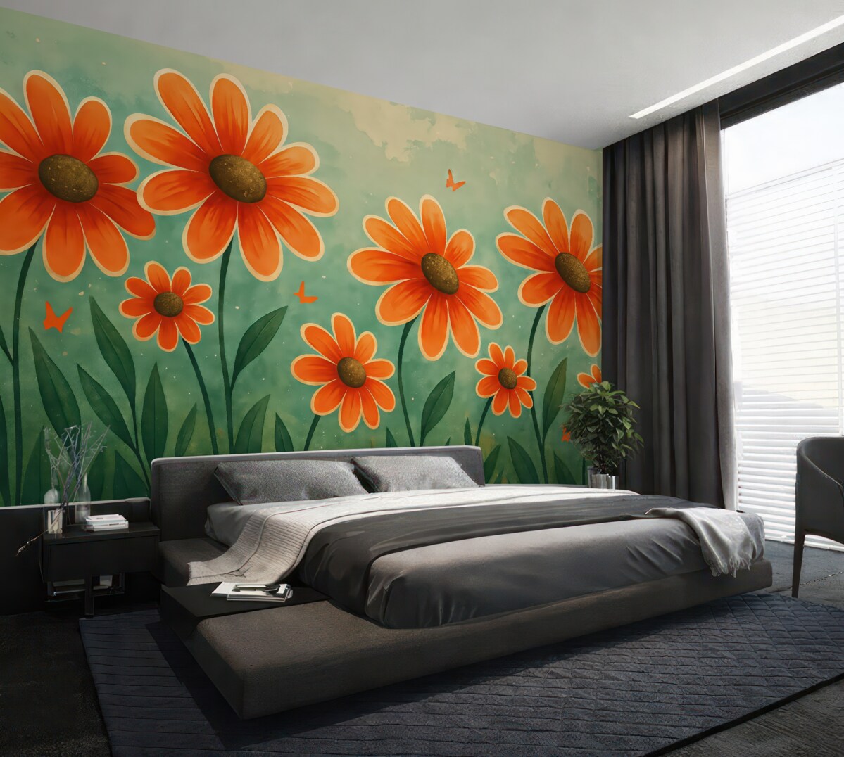 Fototapeta Pomarańczowe kwiaty stokrotek.