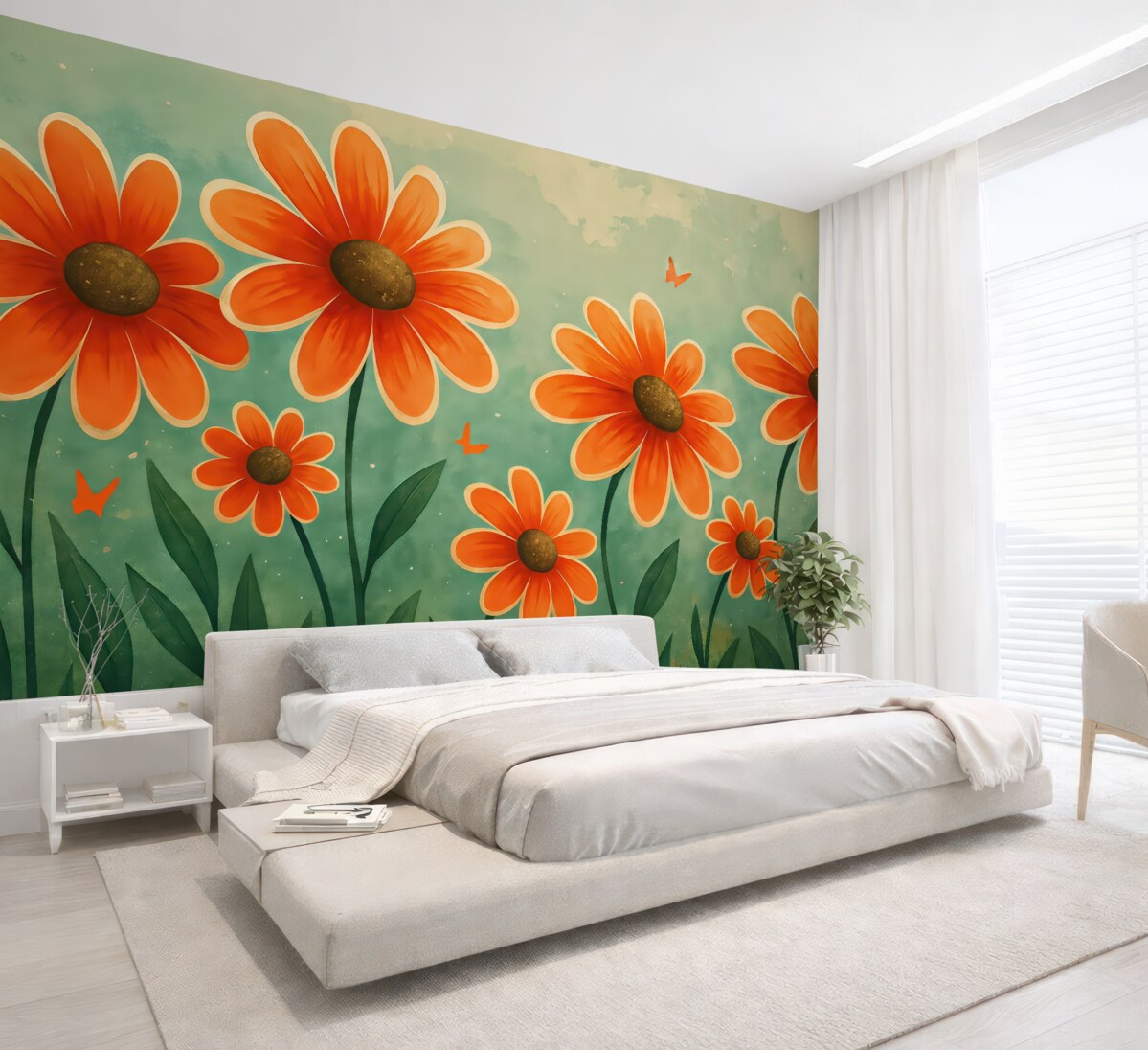 Fototapeta Pomarańczowe kwiaty stokrotek.