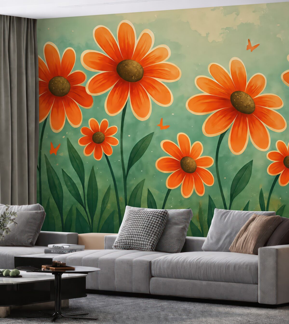 Fototapeta Pomarańczowe kwiaty stokrotek.