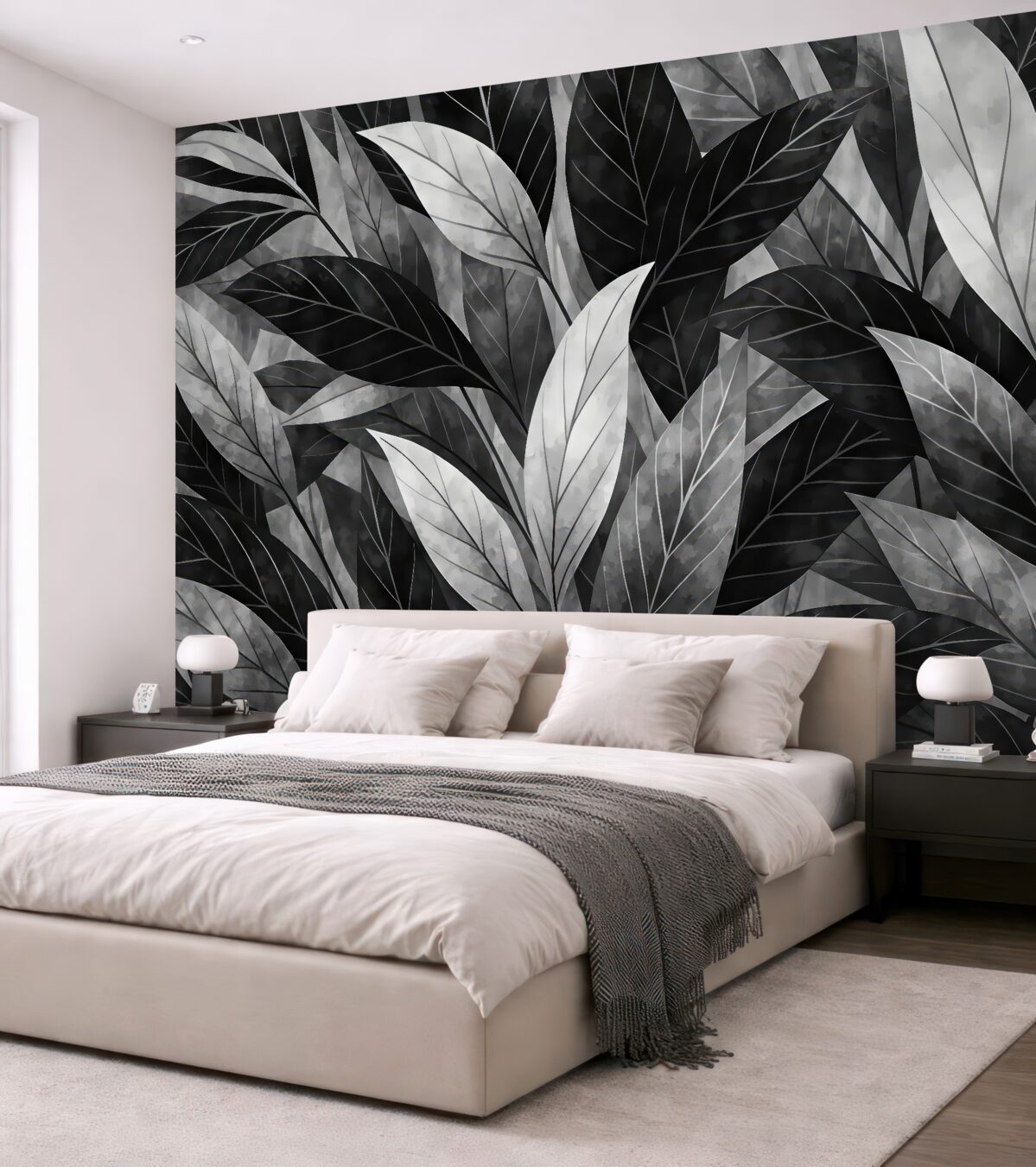 Fototapeta Liście w odcieniach czerni i bieli.