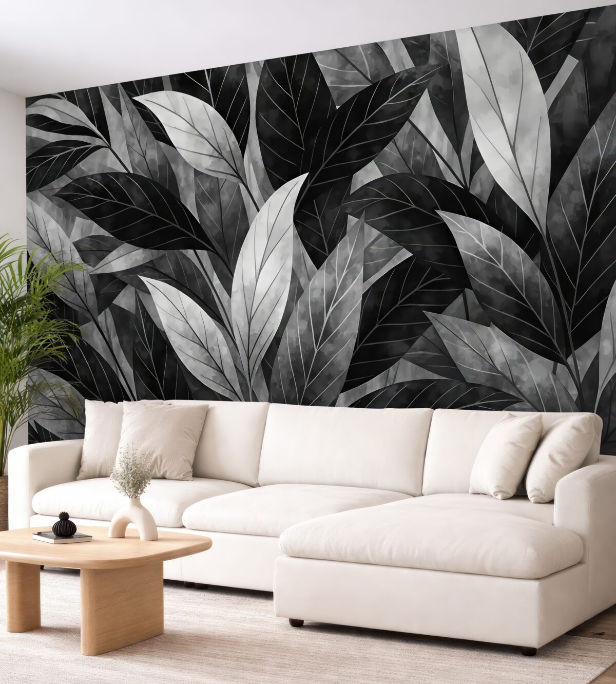 Fototapeta Liście w odcieniach czerni i bieli.